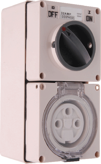 Single Phase 3 Flat Pin Combo Switch & Socket